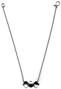 JESTER $180-sterling silver necklace with concave and convex squares and alternating surface treatments (16" ball chain)